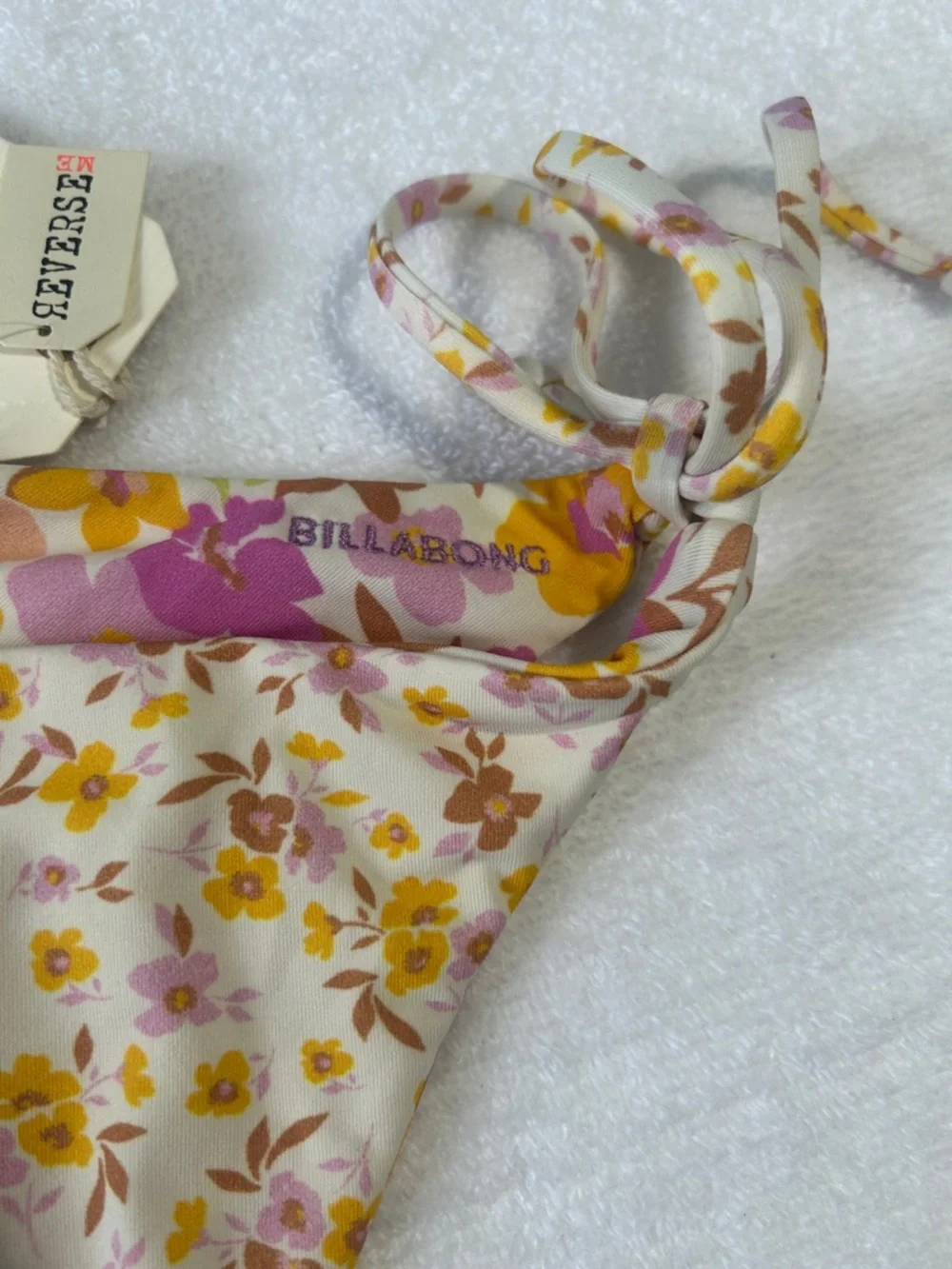 Billabong Small Bottoms Bikini Sungazers Reversible Tie Tanga Multi floral NWT - Picture 10 of 13